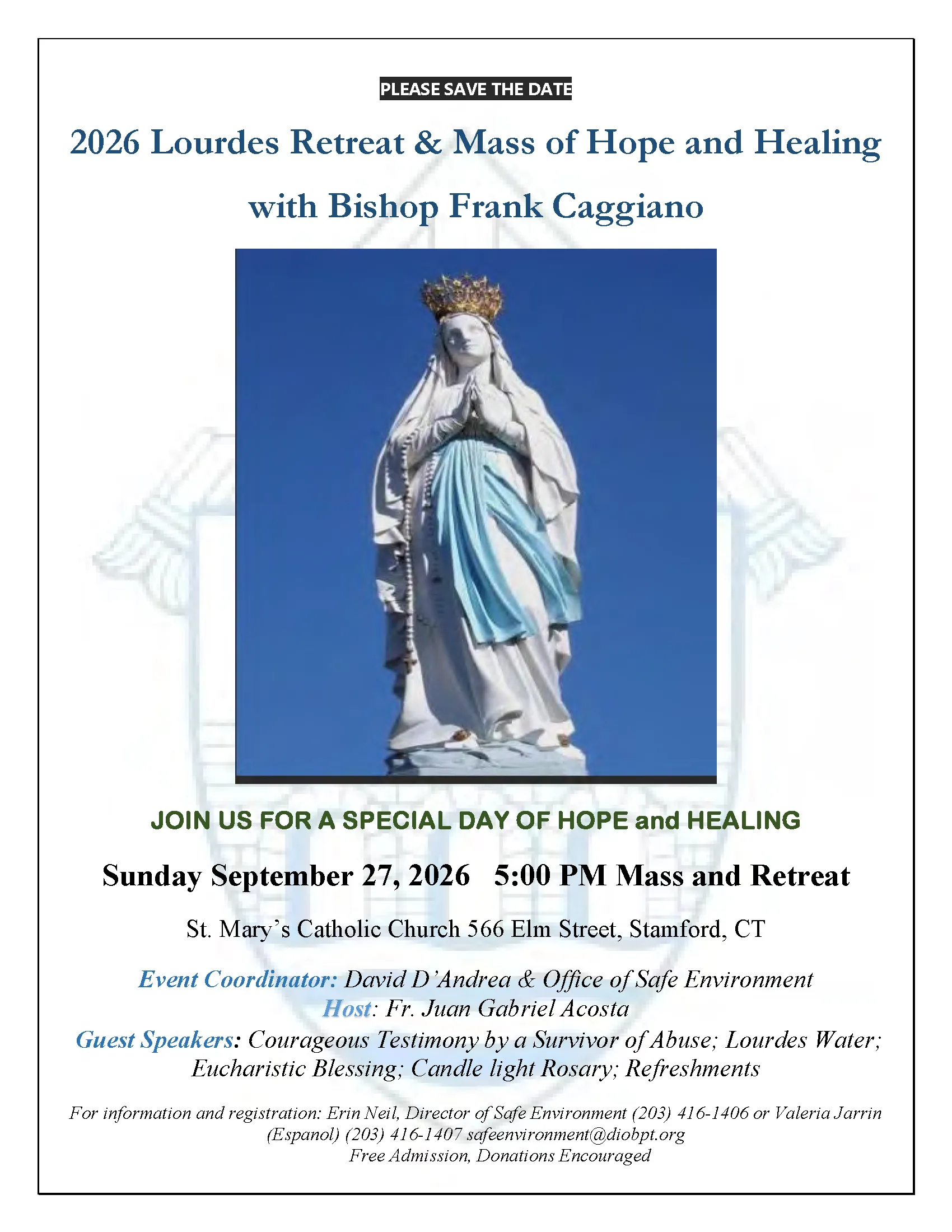 Lourdes Retreat Mass of Hope and Healing 2026 Save the Date – 1 St. Michael